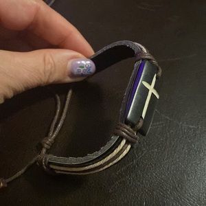 Leather cross Bracelet 6”